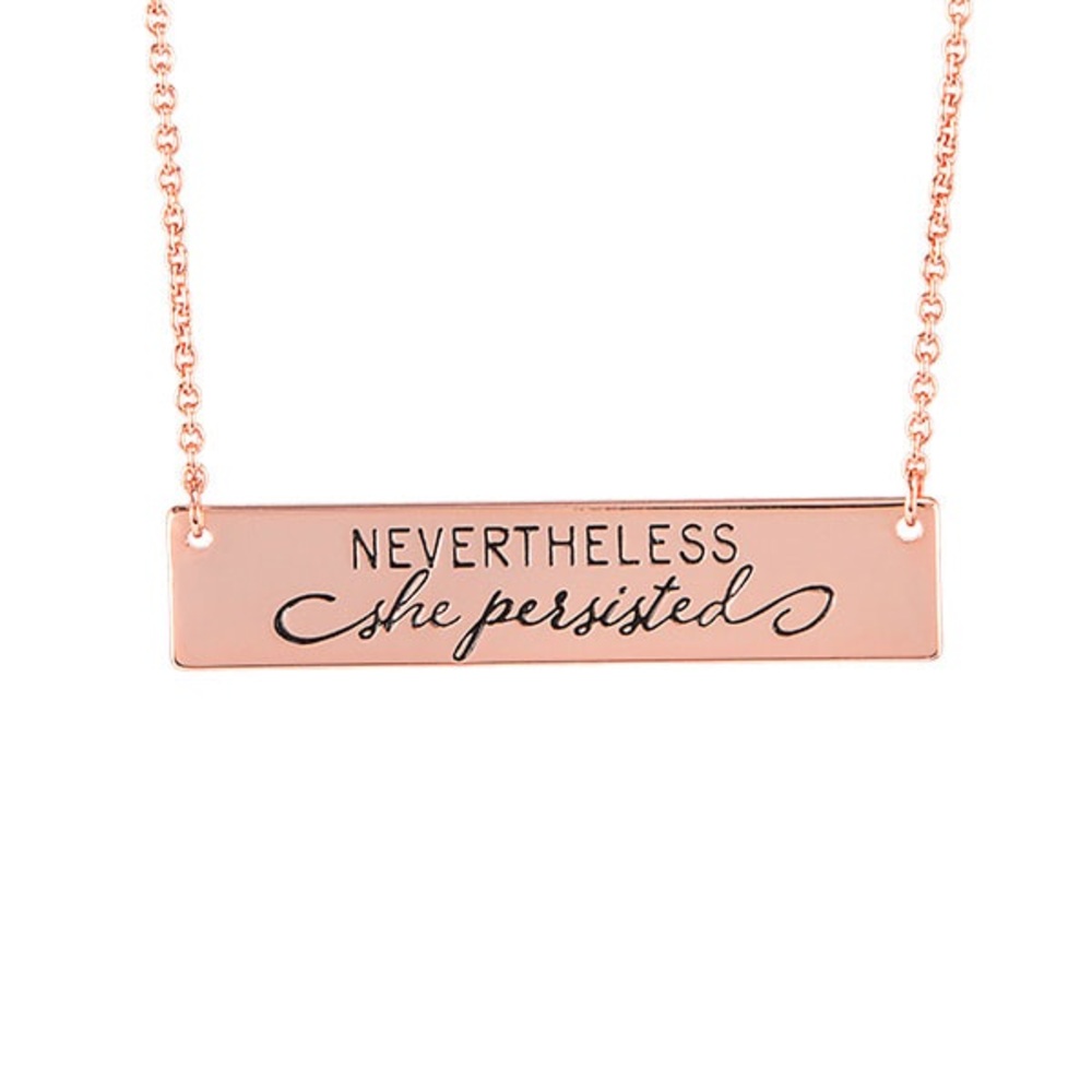 Authentic Origami Owl Rose Gold “NEVERTHELESS she persisted” necklace